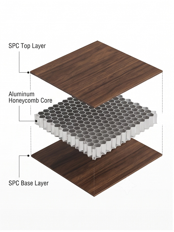 Exploded view honeycomb sandwich structure